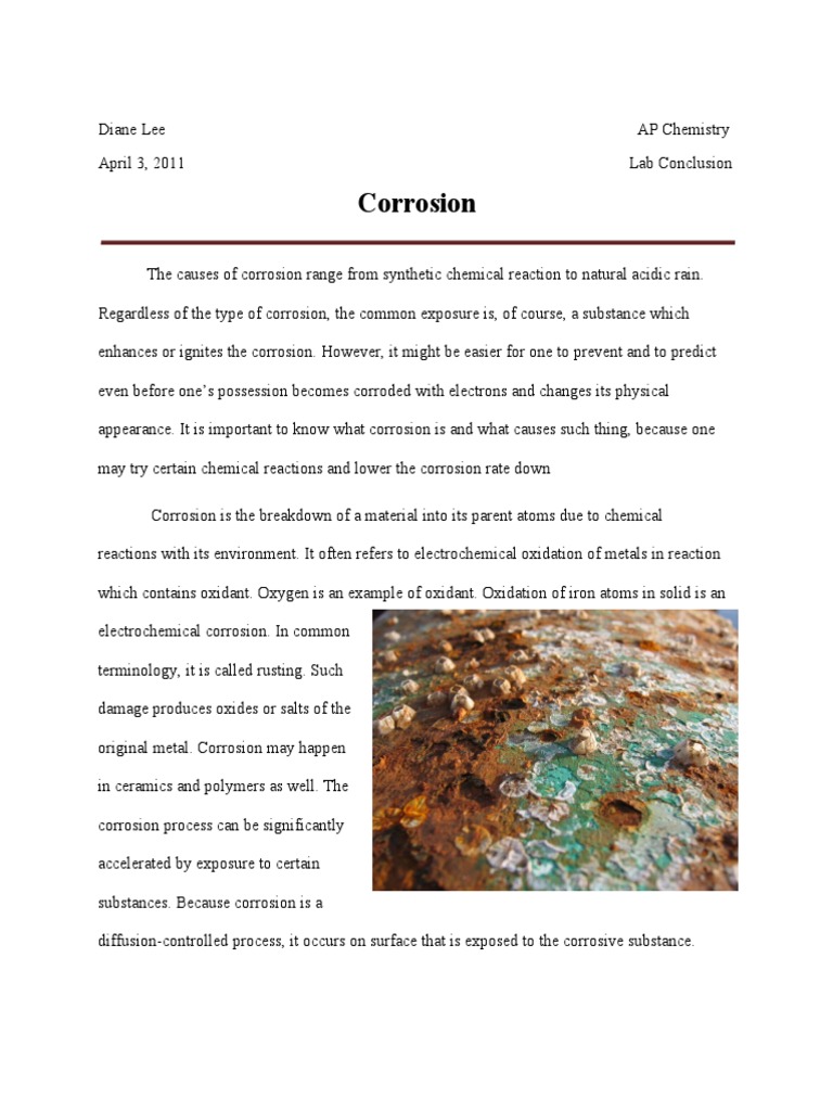 Реферат: Corrosion Audit Essay Research Paper TERM PAPERTOPIC